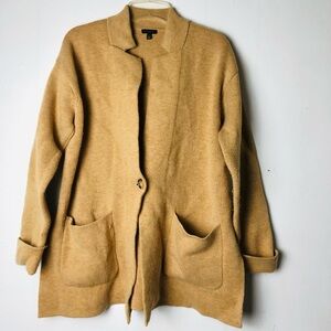 Talbots Cozy Blend Wool Tan Teddy Jacket with Cozy Texture and Relaxed Fit Large